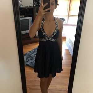 Navy blue silk dress